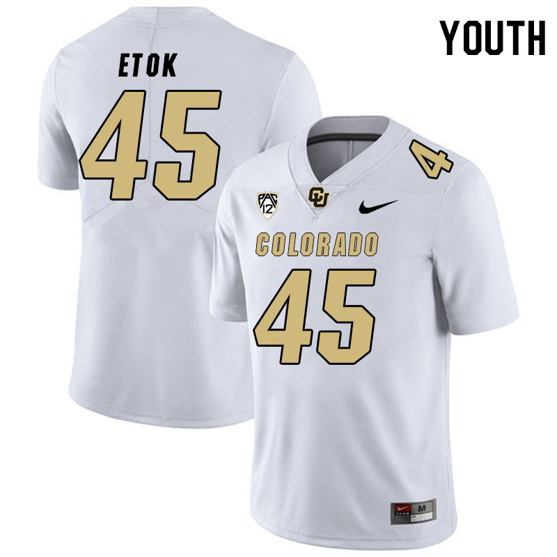 Youth #45 Andi Etok Colorado Buffaloes College Football Jerseys Stitched Sale-White